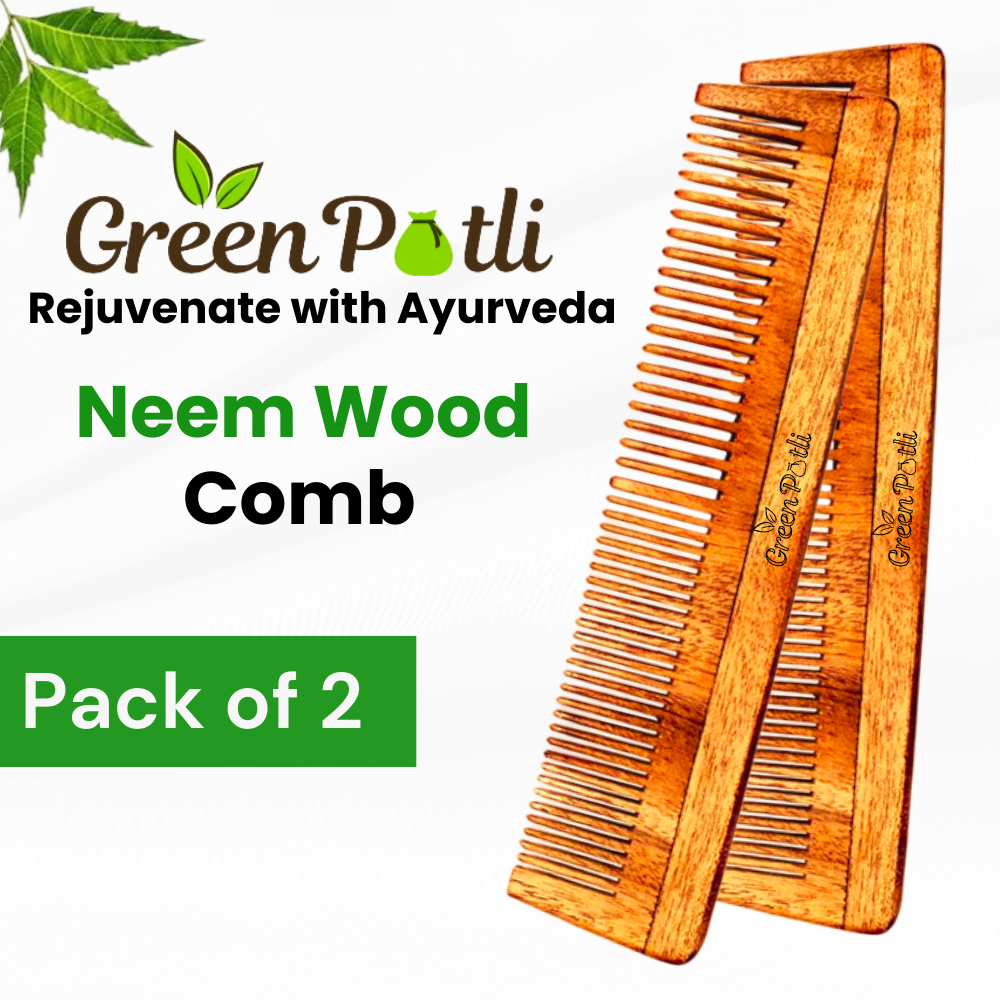 Neem Wood Dual Tooth Comb | (Pack of 2)