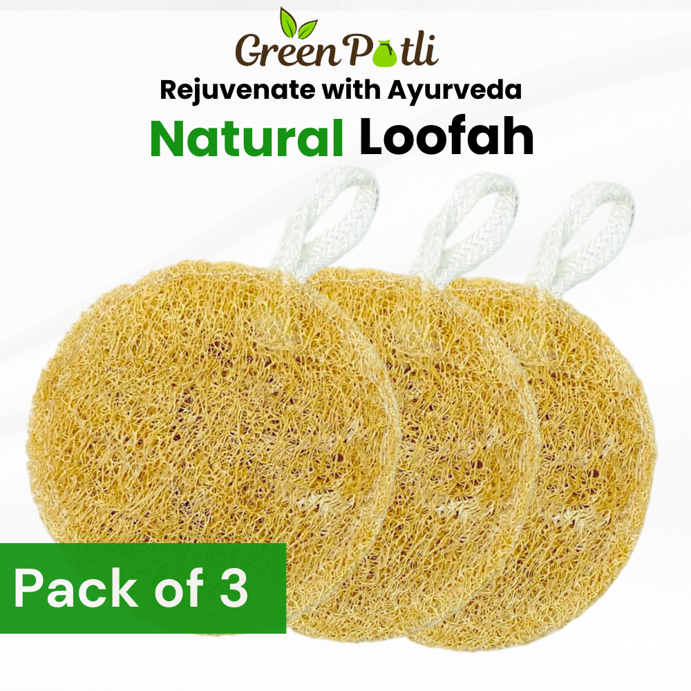 Natural Loofah (Pack of 3) | 100% Plant based | Eco-friendly | Circular shape