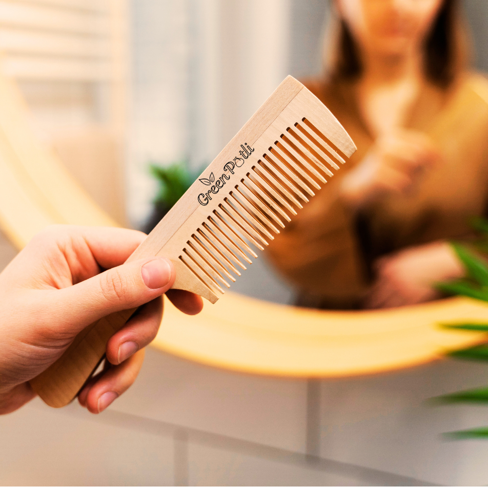 Neem Wood Comb (Wide Tooth) Hair Growth, Dandruff Control, Reduces Hairfall