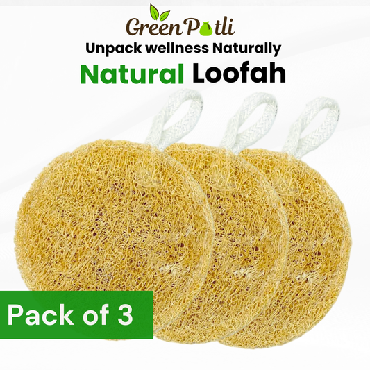 Natural Loofah (Pack of 3) | 100% Plant based | Eco-friendly | Circular shape